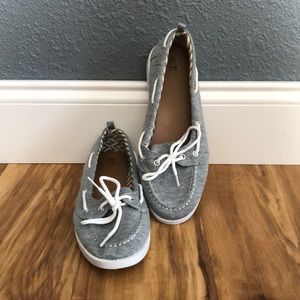 Gray slip on shoes